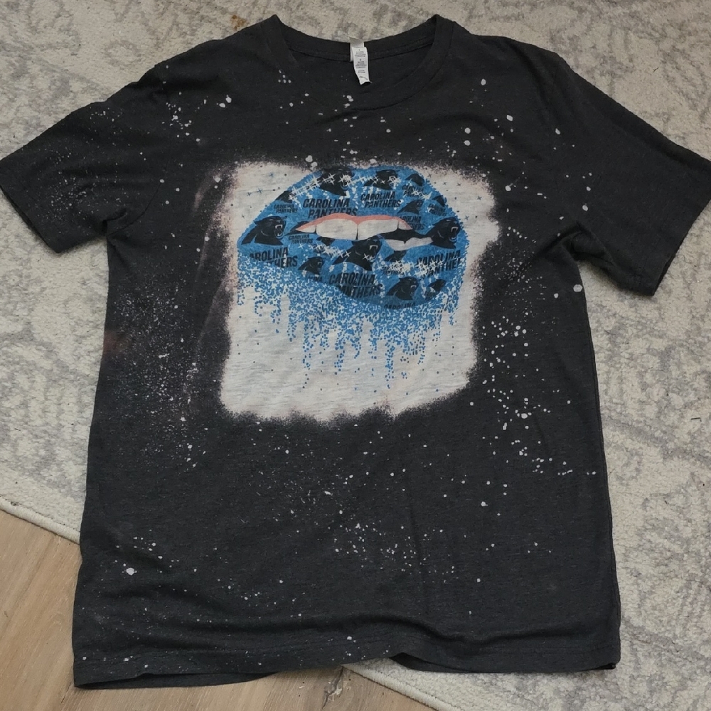 Bella Canvas Dark Grey & Blue Carolina Panthers Graphic Tee.